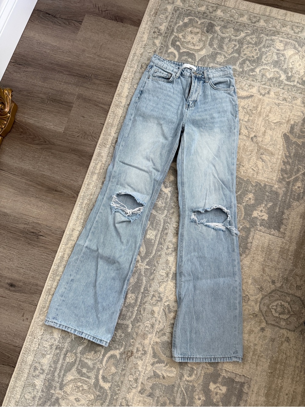 Distressed Light Blue Wide Leg Women’s Jeans